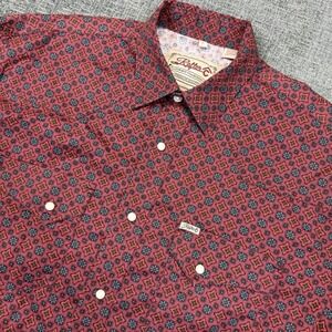 Rafter C Pearl Snap Shirt Men's Large Red Western Pro-Flex 45 Performance Cowboy